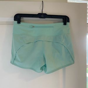 Lululemon Speed Shorts - Mint Green / Turquoise - Size 4 - EXCELLENT CONDITION!